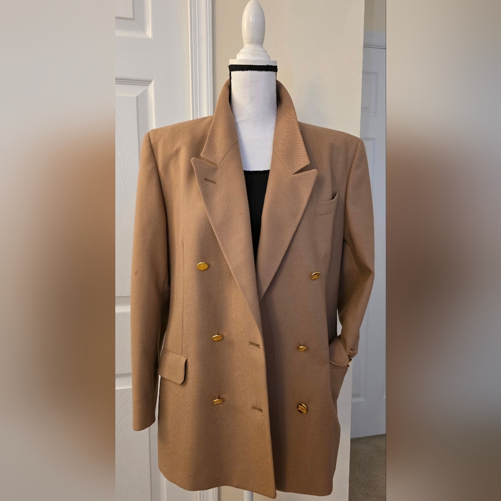 BURBERRY Harrods Camel 100% Wool Coat Blazer Jacket UK 12 L XL